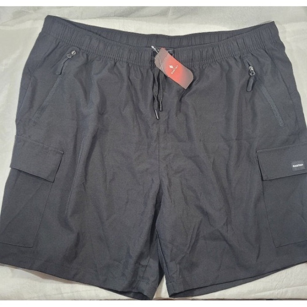 Santiny Women's 7" Hiking Cargo Shorts w/ Zipper Pockets - Black - XXL